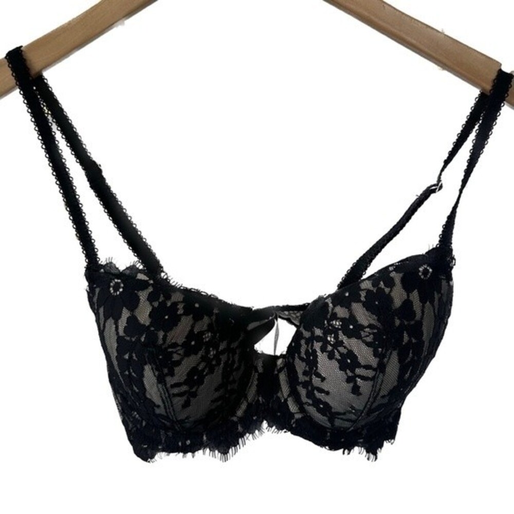 Victoria's Secret Dream Angels Black Lace Lined Demi Bra Sexy Lingerie 32D